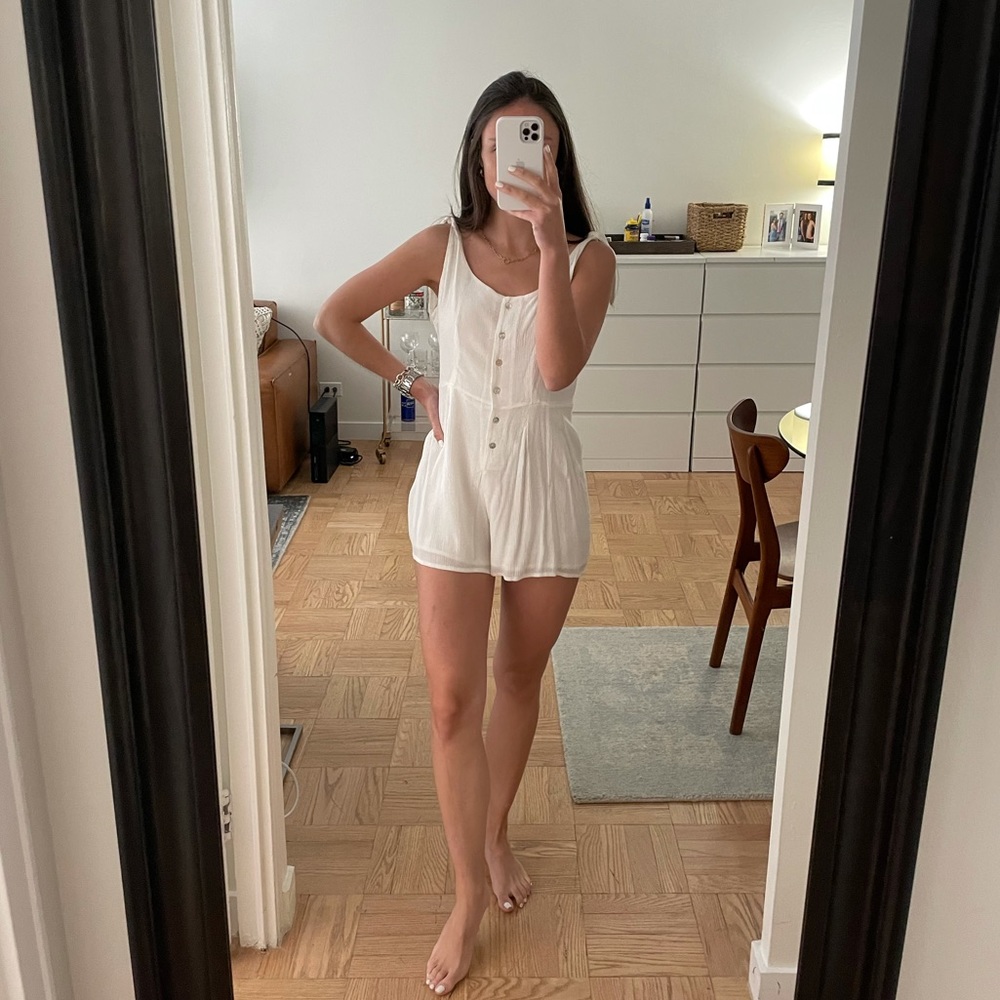 Urban Outfitters White Sleeveless Romper